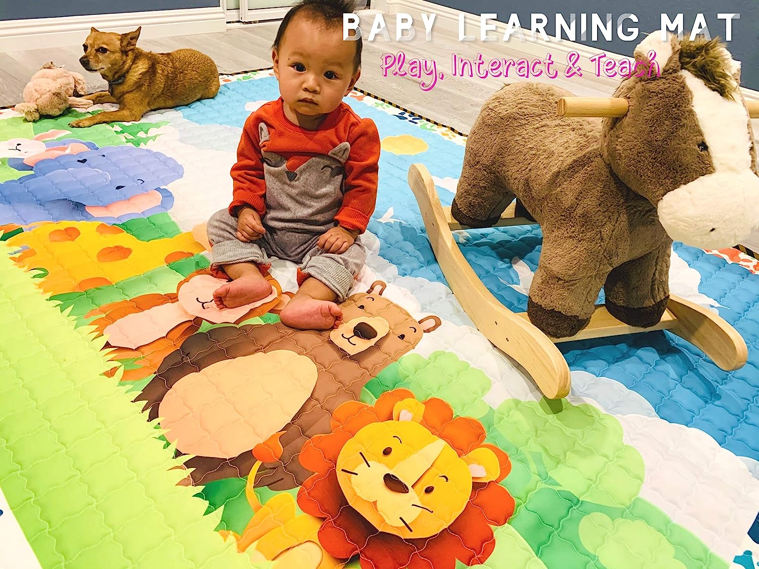 Moiré Baby 3D Paper Craft Animal Learning Baby Play Mat Extra Large 76 in. x 58 Padded ABC Crawling Carpet for Babies 3D Paper Craft Animal - Image 5